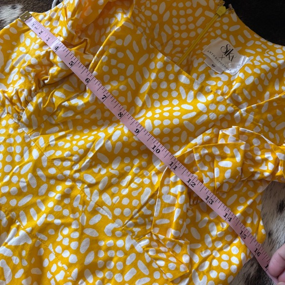 SIKA ANTHROPOLOGIE Marigold Ruffled Maxi Dress Spot Size 8P - Picture 10 of 11